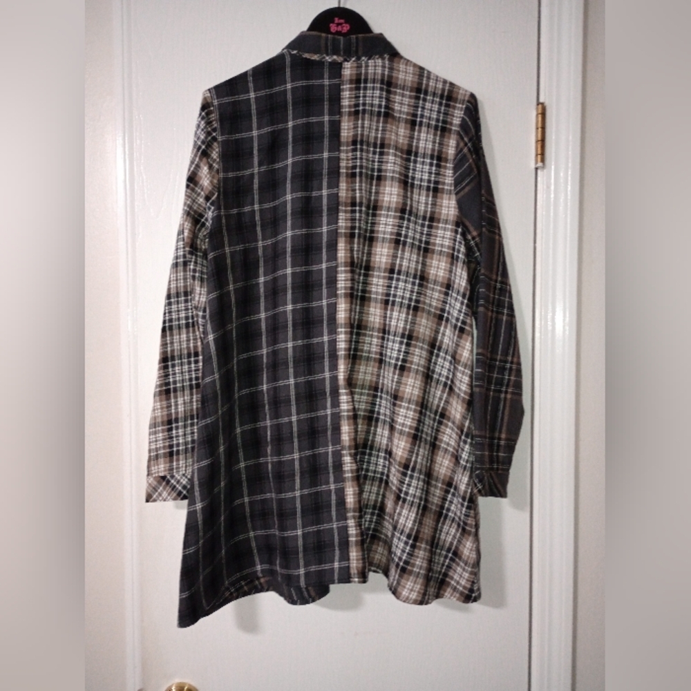 J. Jill Mixed Patchwork Multi Neutral Button Up T… - image 5